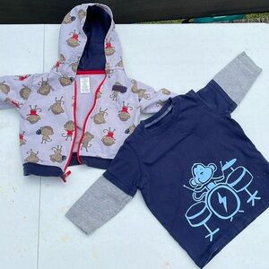 Coordinating Monkey Sweatshirt and Long Sleeve Tee